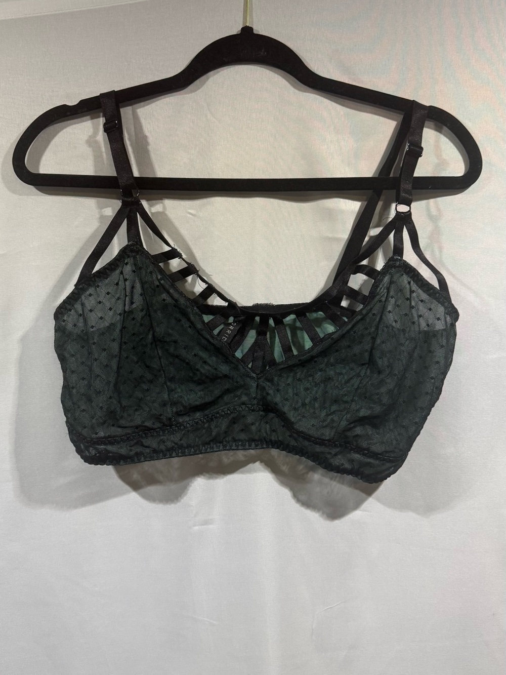 torrid Black Sheer Dot Strappy Bralette